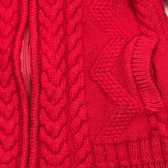 The Irish Store Fisherman Sweater Boys Small Red Zip Cardigan 100% Merino Wool - Picture 5 of 7